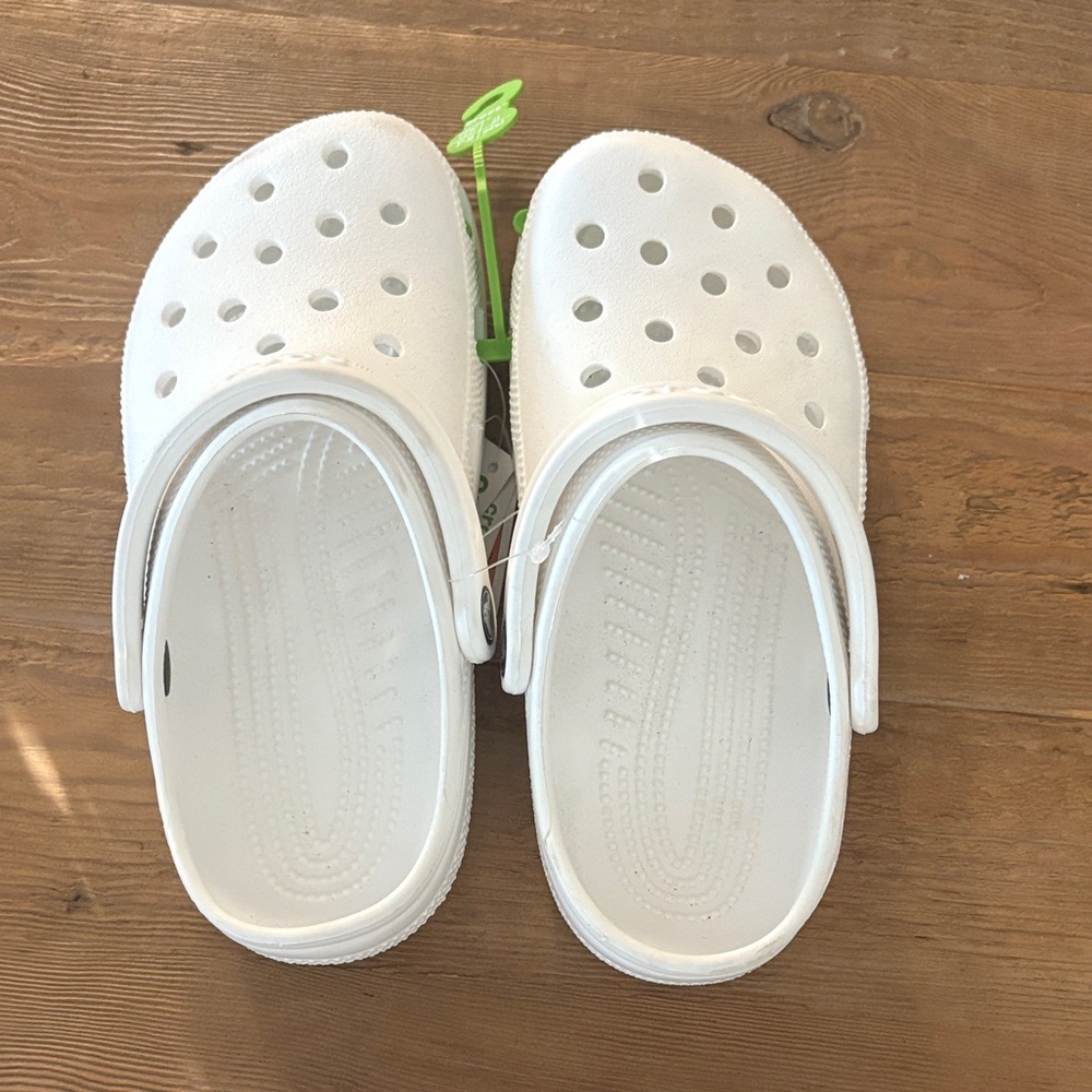 BRAND NEW! white CROC slides
